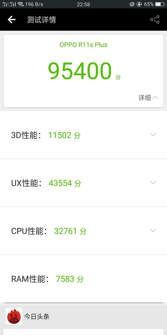 oppor11splus安兔兔跑分多少