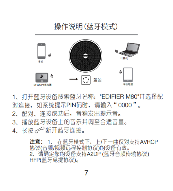 漫步者M80产品使用说明书