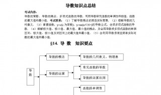 高中数学导数知识点（高中数学导数知识点思维导图）