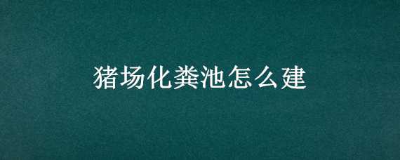 猪场化粪池怎么建