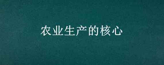 农业生产的核心（农业生产的核心问题是谁来种地和( ）