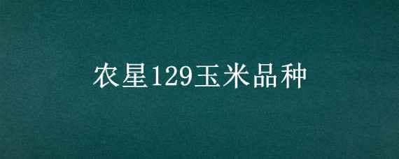 农星129玉米品种 农星129玉米品种审定