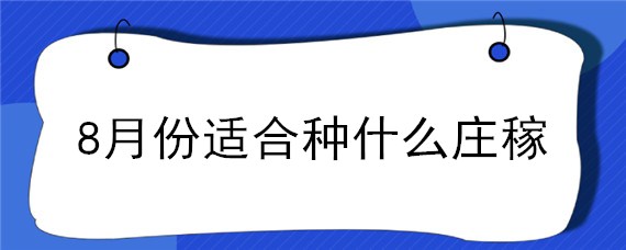 8月份适合种什么庄稼 八月初种什么庄稼