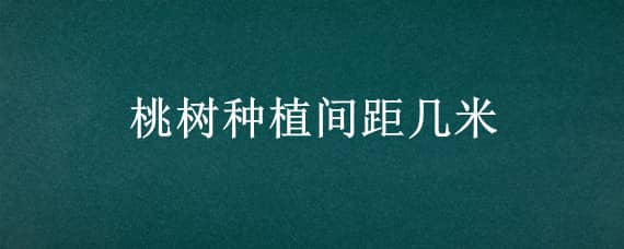 桃树种植间距几米