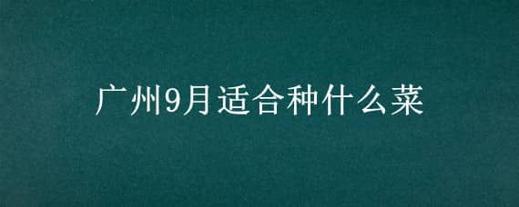 广州9月适合种什么菜（广州九月种什么菜）