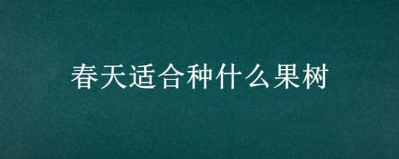 春天适合种什么果树