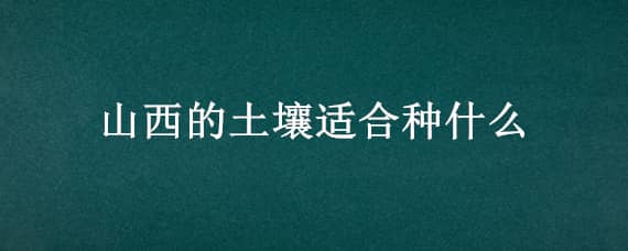 山西的土壤适合种什么 山西的土壤适合种什么菜