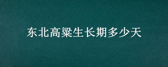 东北高粱生长期多少天