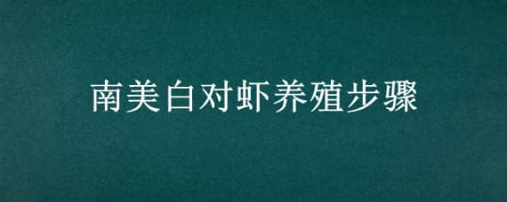 南美白对虾养殖步骤（南美白对虾养殖方法）