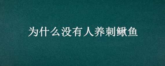 为什么没有人养刺鳅鱼（为什么没有人养刺鳅鱼了）