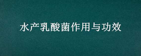 水产乳酸菌作用与功效