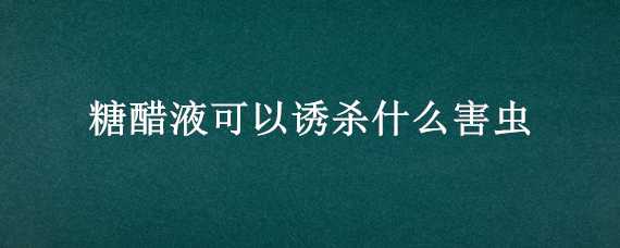 糖醋液可以诱杀什么害虫（糖醋液防治害虫的原理）