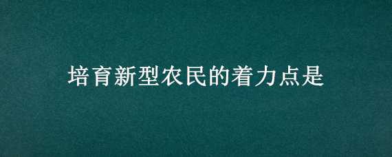 培育新型农民的着力点是（培育新型农民的着力点是什么意思）