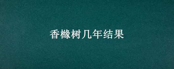 香橼树几年结果