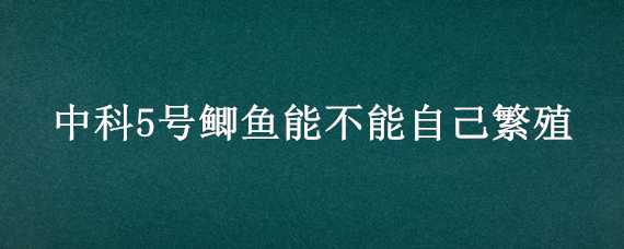 中科5号鲫鱼能不能自己繁殖（中科5号鲫鱼可以自己繁殖吗）