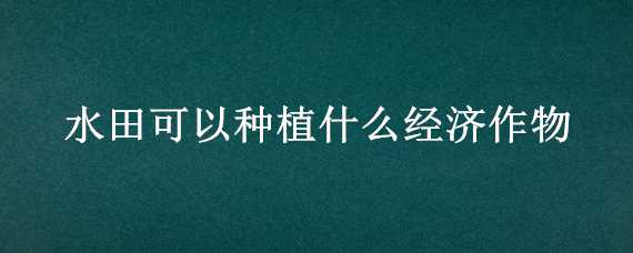 水田可以种植什么经济作物（水田可以种植什么经济作物呢）