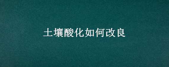 土壤酸化如何改良 土壤酸化如何改良泥土