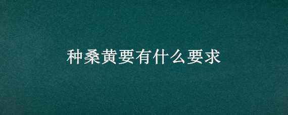 种桑黄要有什么要求 野生桑黄和种植桑黄