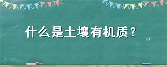 什么是土壤有机质（什么是土壤有机质的来源）