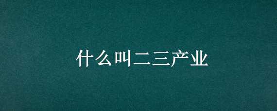 什么叫二三产业（二三产业包括哪些）