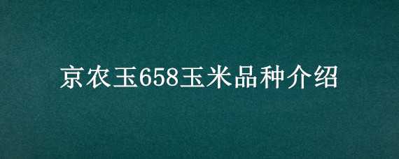 京农玉658玉米品种介绍