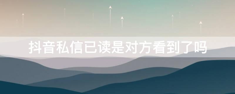 抖音私信已读是对方看到了吗