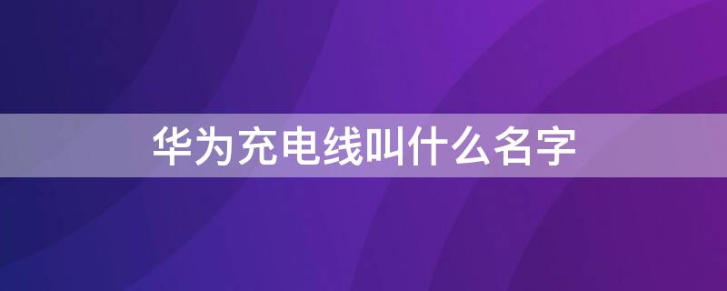 华为充电线叫什么名字