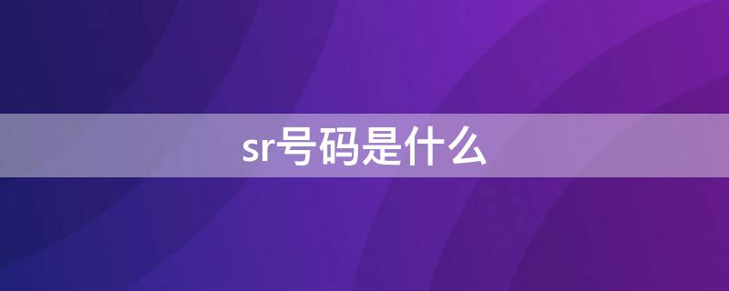 sr号码是什么