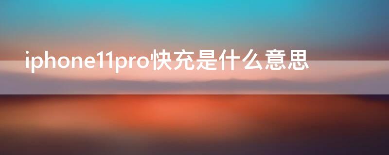 iPhone11pro快充是什么意思