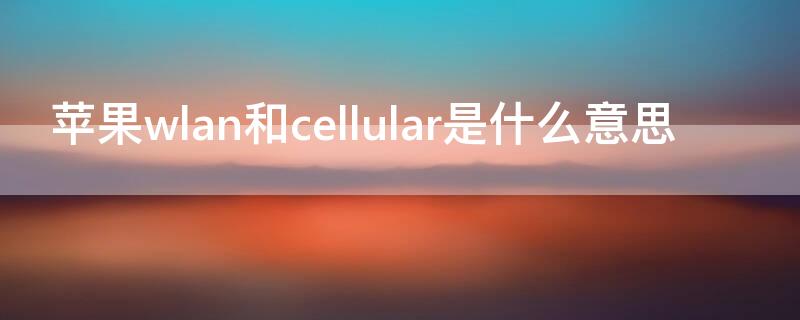 iPhonewlan和cellular是什么意思 iphone cellular是什么意思