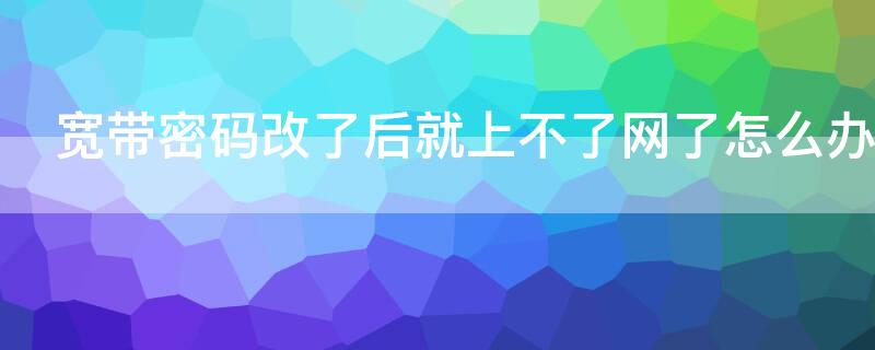 宽带密码改了后就上不了网了怎么办（不小心改了宽带密码上不了网）