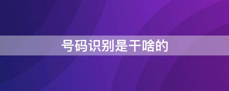 号码识别是干啥的 号码识别是干啥的可以删除吗?