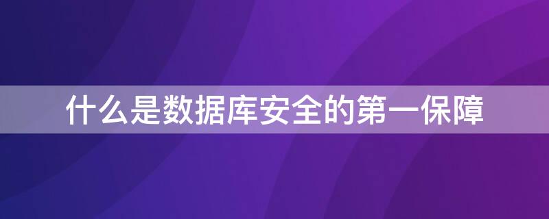 什么是数据库安全的第一保障（数据库安全的第一道保障）