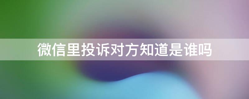 微信里投诉对方知道是谁吗 别人微信投诉我怎么知道对方是谁