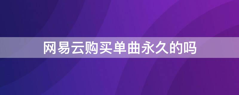 网易云购买单曲永久的吗 网易云购买单曲是永久的吗