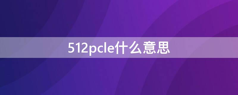 512pcle什么意思 512gbpcle什么意思