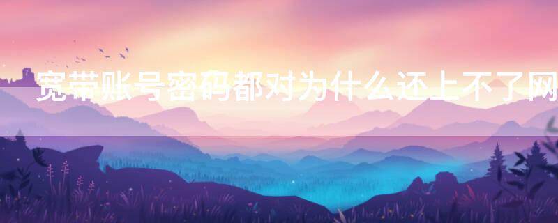 宽带账号密码都对为什么还上不了网 宽带账号密码都对为什么还上不了网651