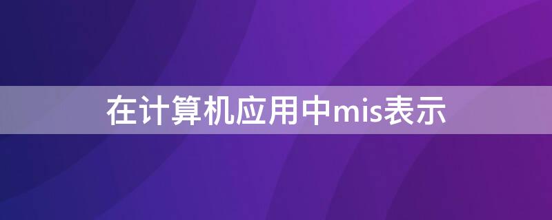 在计算机应用中mis表示（mis是由计算机构成的系统对吗）