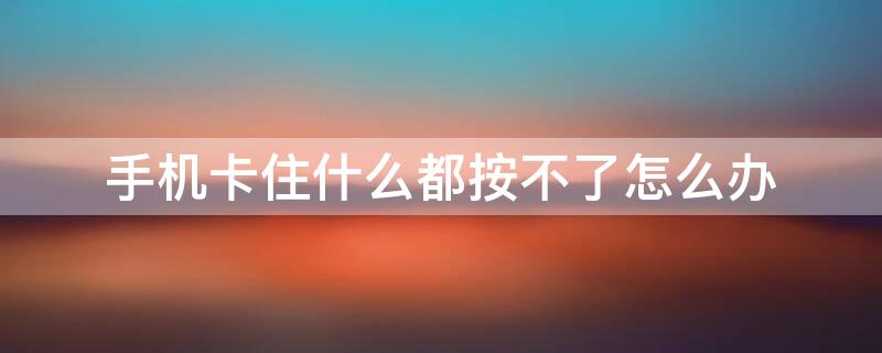 手机卡住什么都按不了怎么办（手机经常卡到按不了怎么办）