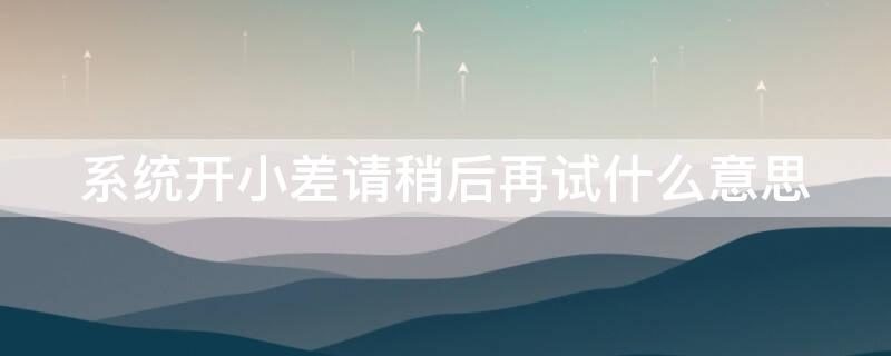 系统开小差请稍后再试什么意思 系统开小差请稍后再试什么意思啊