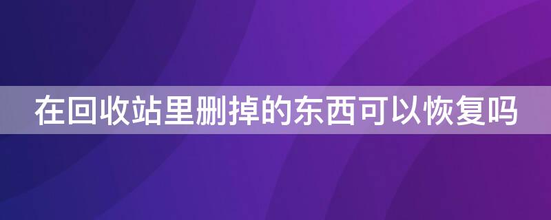 在回收站里删掉的东西可以恢复吗（电脑在回收站里删掉的东西可以恢复吗）