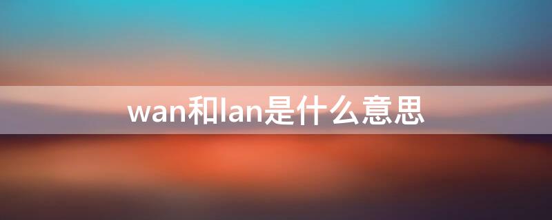 wan和lan是什么意思（wan和lan啥意思）