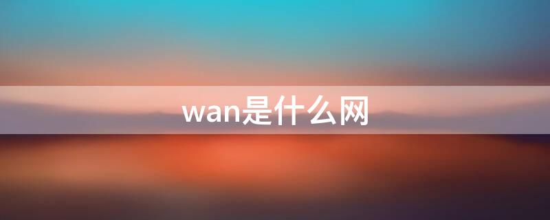 wan是什么网（WAn是什么网络的英文缩写）