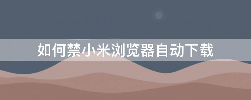 如何禁小米浏览器自动下载（小米手机如何禁止浏览器自动下载软件）