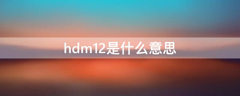 hdm12是什么意思（11 hd是什么意思）