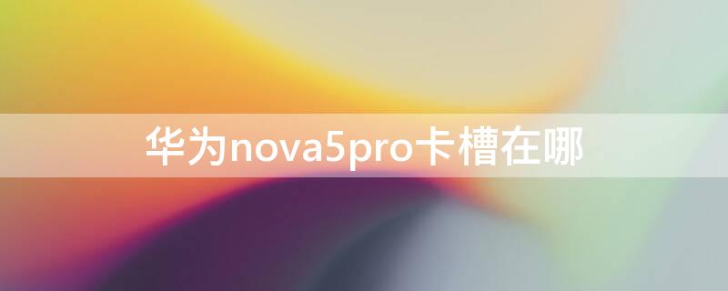 华为nova5pro卡槽在哪 华为nova5pro卡槽在哪里