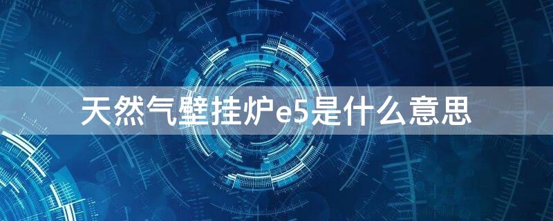 天然气壁挂炉e5是什么意思 壁挂锅炉上的e5是什么意思