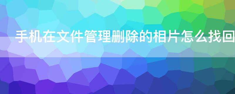 手机在文件管理删除的相片怎么找回（文件管理中把手机相册删了怎么找回）