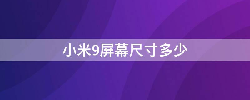 小米9屏幕尺寸多少（小米9屏幕尺寸是多少）