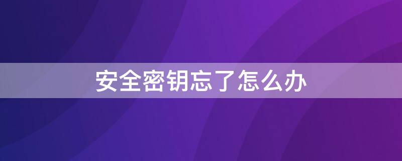 安全密钥忘了怎么办 安全密钥忘了怎么办苹果